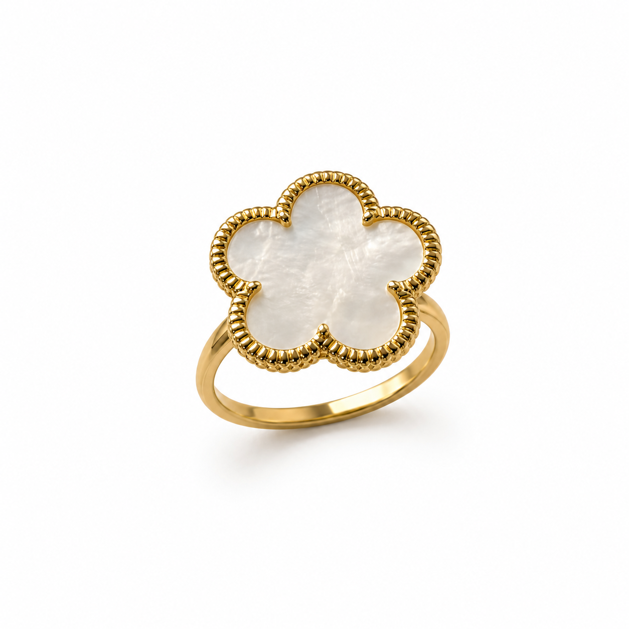 Mother of Pearl Clover Ring – Brass
