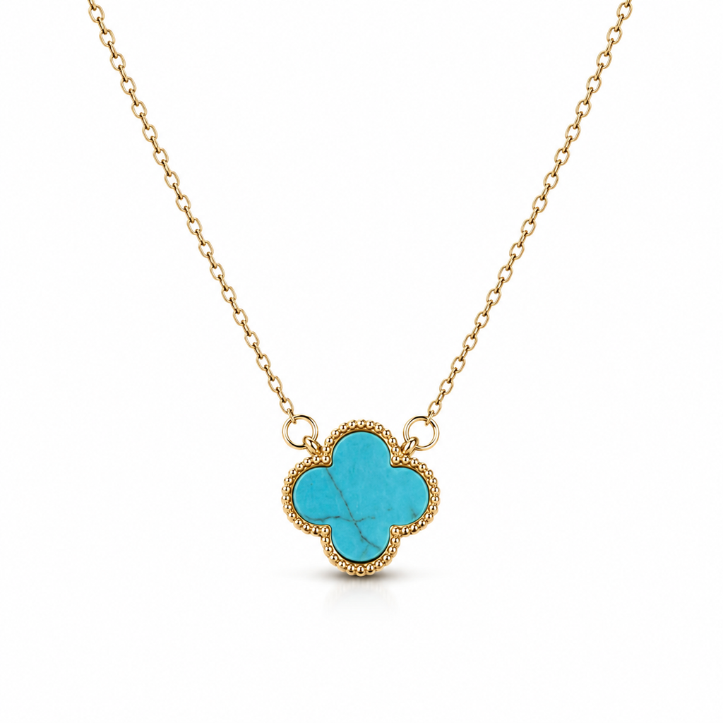Flower Stone Necklace – Brass