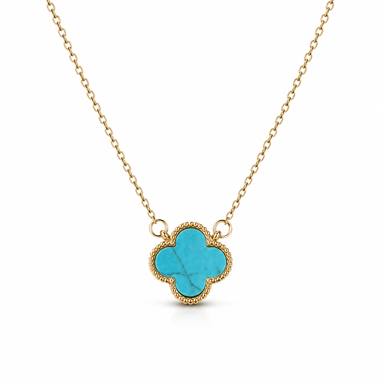 Flower Stone Necklace – Brass