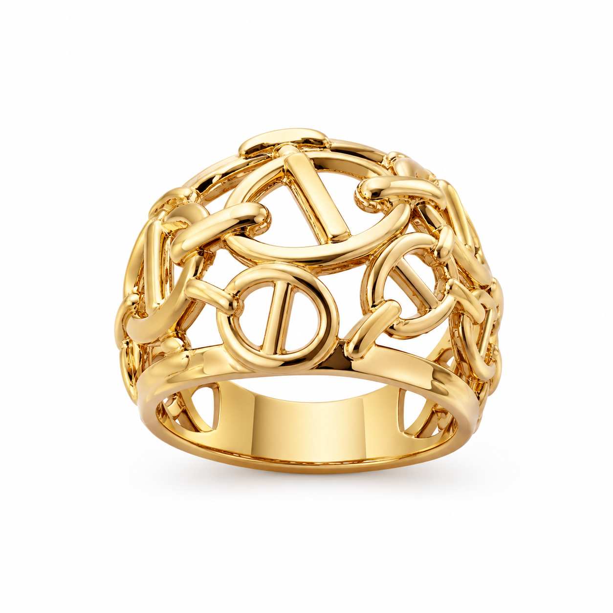 Bold Chain Statement Ring – Brass