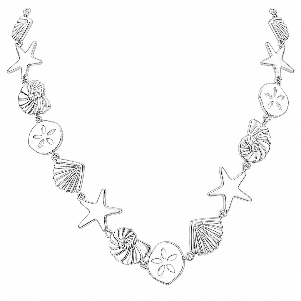 Sea Life Shell Charm Necklace – Brass