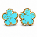 Turquoise Flower Stud Earrings – 14K Gold Plated Brass