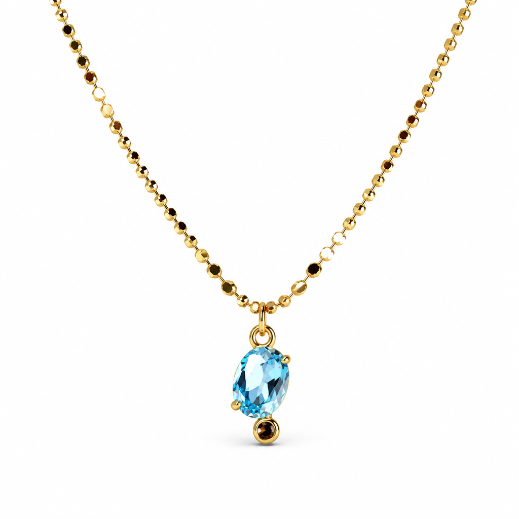 Oval Crystal Pendant Necklace – Brass