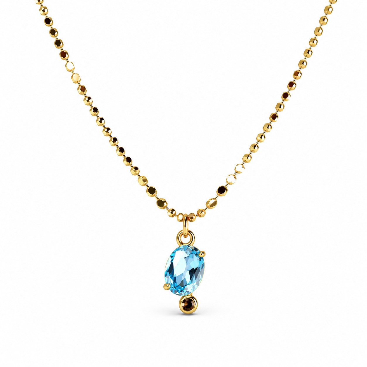 Oval Crystal Pendant Necklace – Brass
