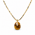 Tiger Eye Pendant Necklace – Brass