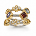 Multicolor Crystal Statement Ring – Brass