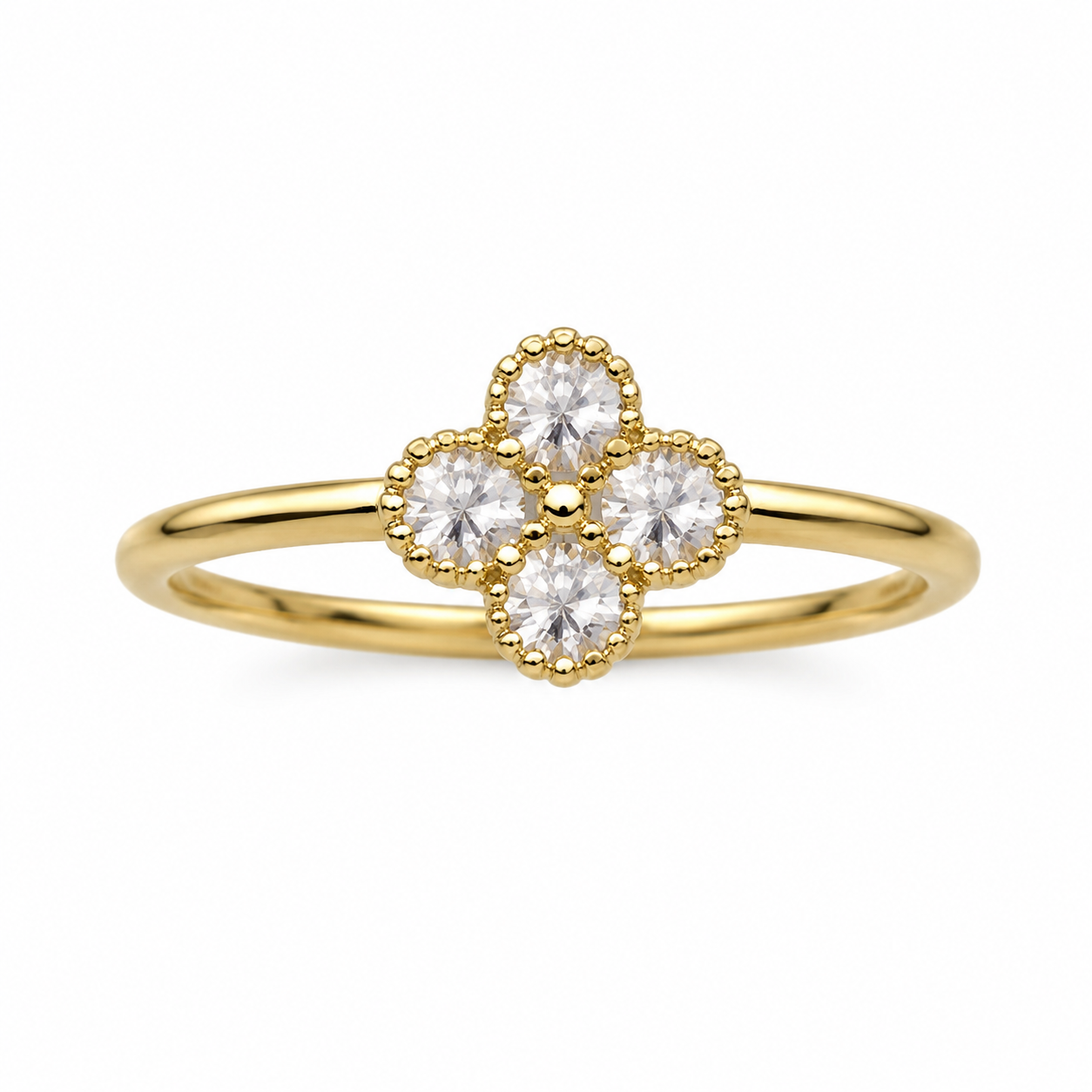 Crystal Clover Rings – 14K Gold Plated S925 Silver