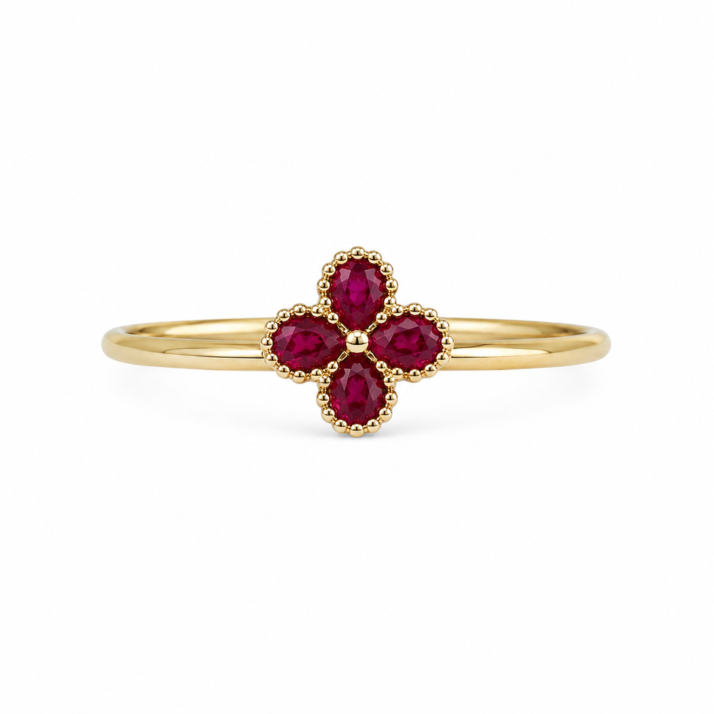 Crystal Clover Rings – 14K Gold Plated S925 Silver