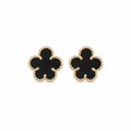 Black Clover Stud Earrings – 14K Gold Plated Brass