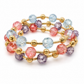 Pastel Crystal Stretch Bracelets – 14K Gold Plated S925 Silver