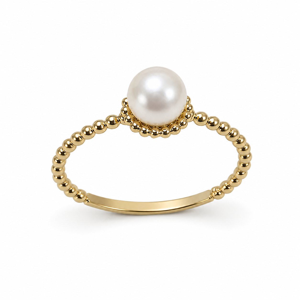 Pearl Beaded Ring – 14K Gold Plated S925 Silver