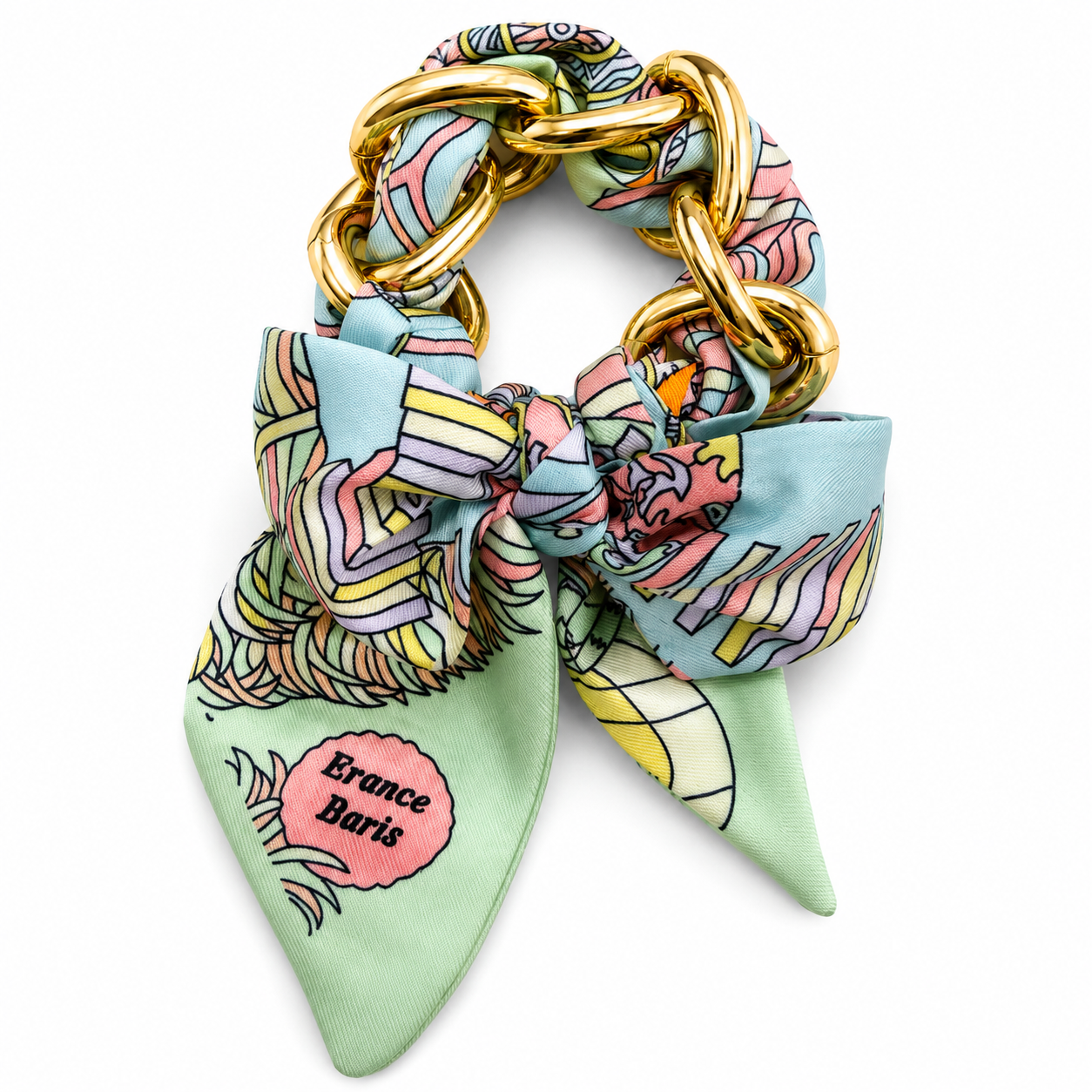 SILK SCARF CHAIN BRACELET – GOLD TONE