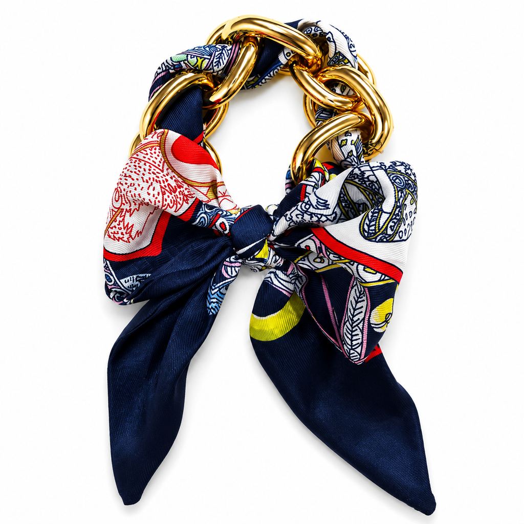 SILK SCARF CHAIN BRACELET – GOLD TONE