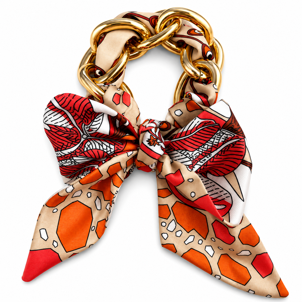 SILK SCARF CHAIN BRACELET – GOLD TONE