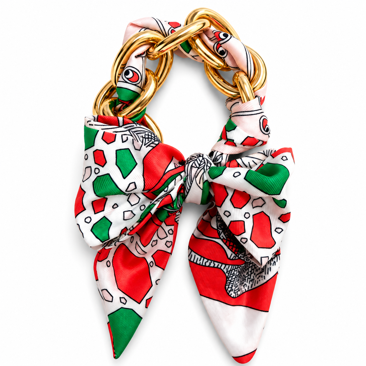 SILK SCARF CHAIN BRACELET – GOLD TONE