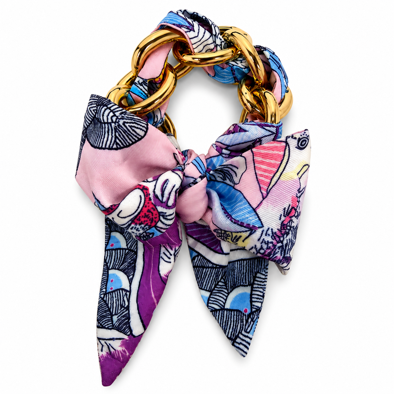 SILK SCARF CHAIN BRACELET – GOLD TONE