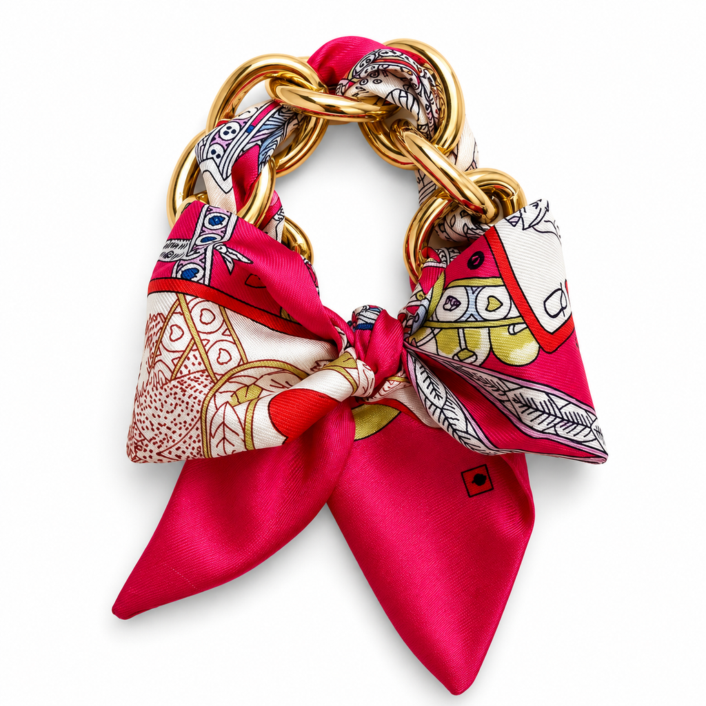 SILK SCARF CHAIN BRACELET – GOLD TONE