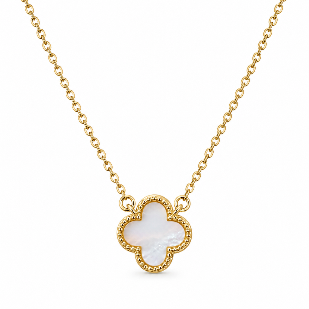 Flower Stone Necklace – Brass