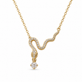 Crystal Serpent Drop Necklace – 14K Gold Plated S925 Silver
