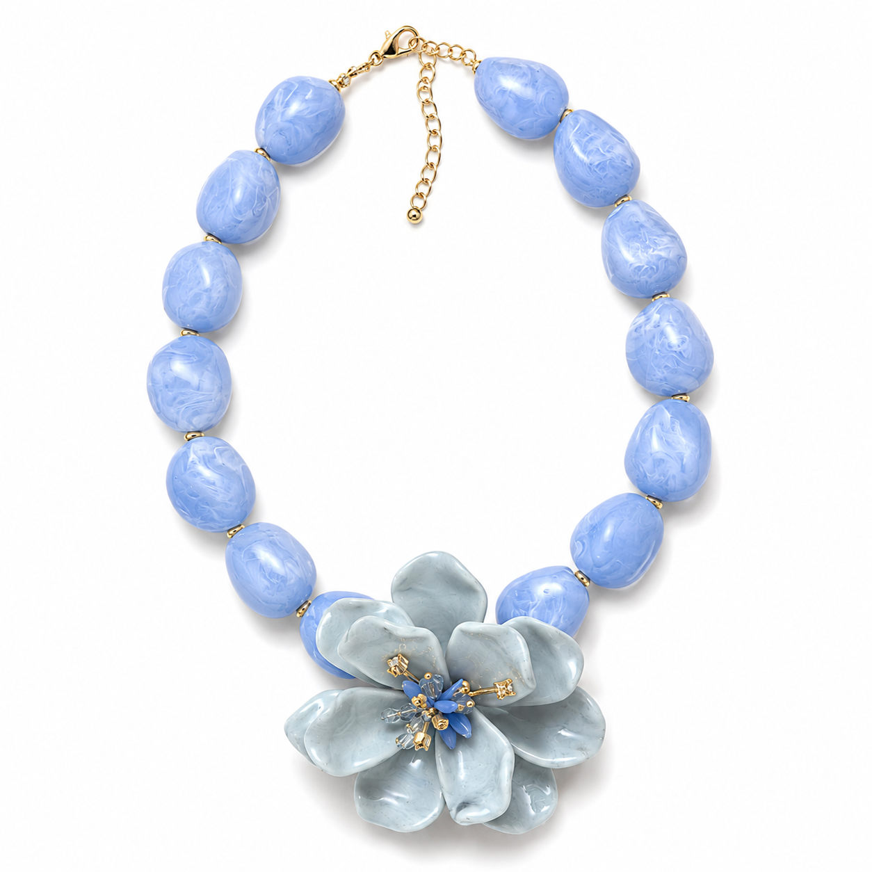 Blue Floral Statement Necklace