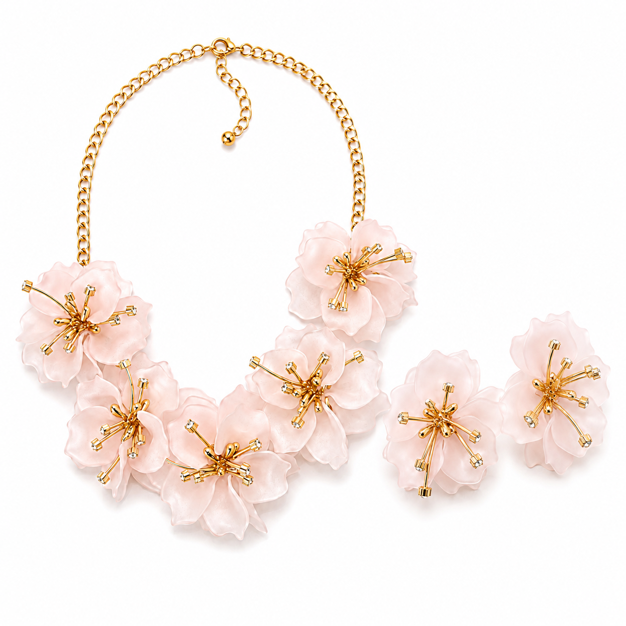 Blush Bloom Statement Necklace Set