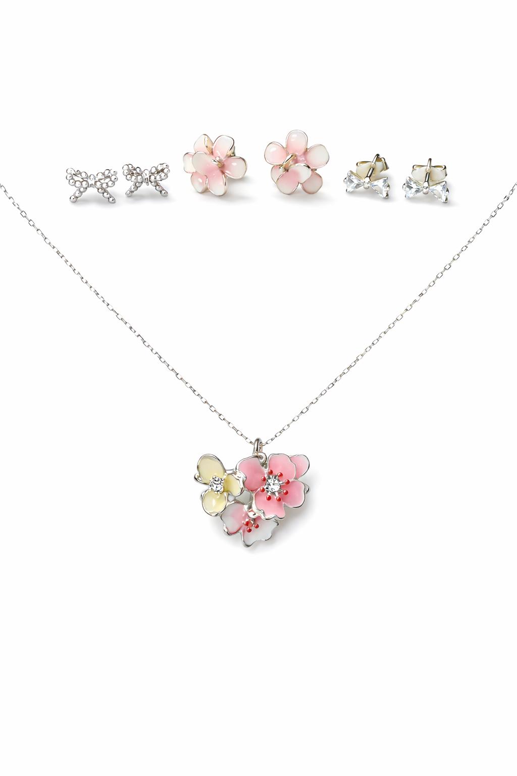 FLOWER NECKLACE AND EARRINGS SET
