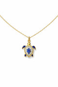 MINI BLUE RHINESTONE TURTLE NECKLACE