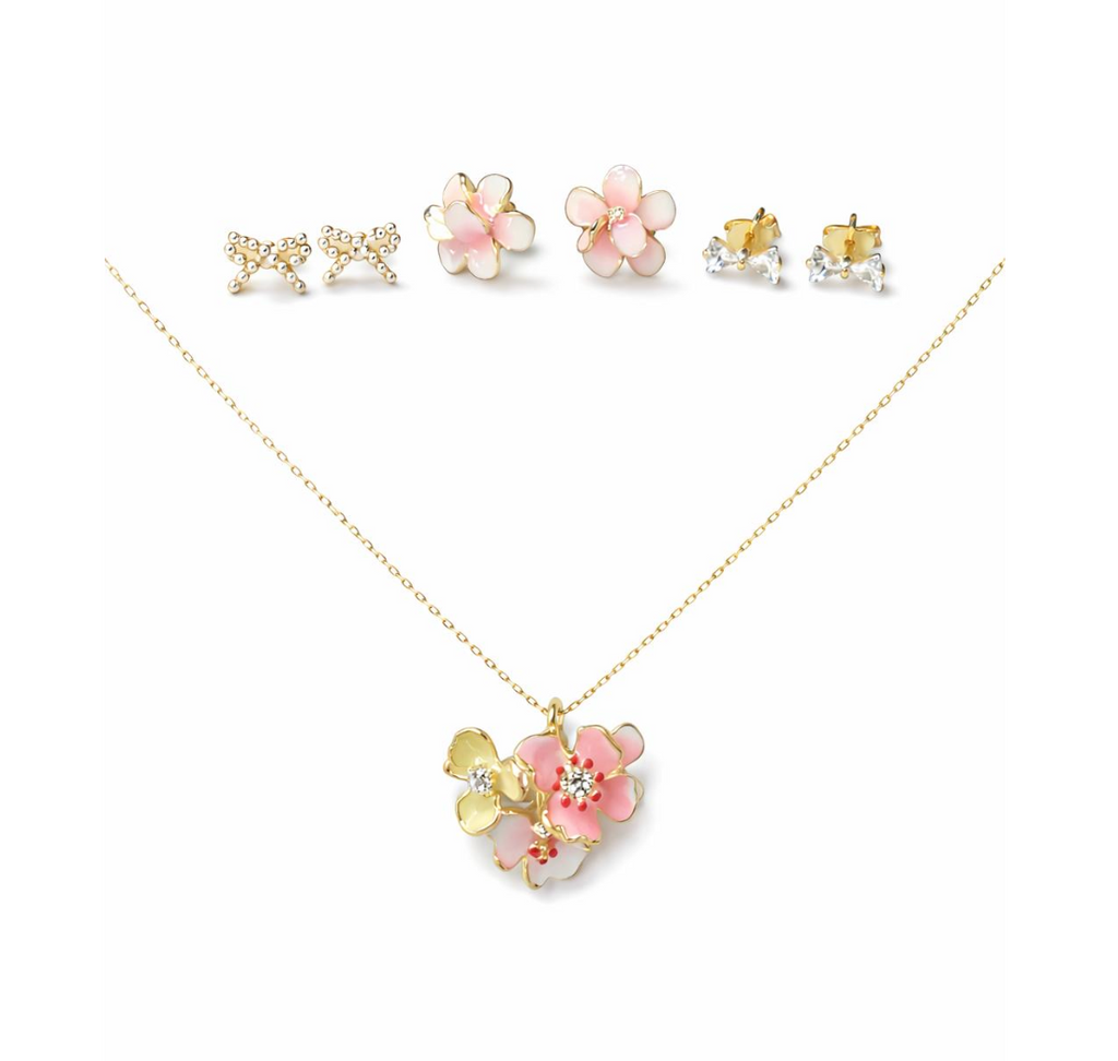 FLOWER NECKLACE AND EARRINGS SET