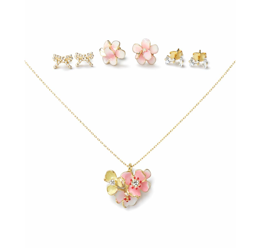 FLOWER NECKLACE AND EARRINGS SET