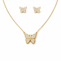 RHINESTONE BUTTERFLY NECKLACE AND EARRINGS
