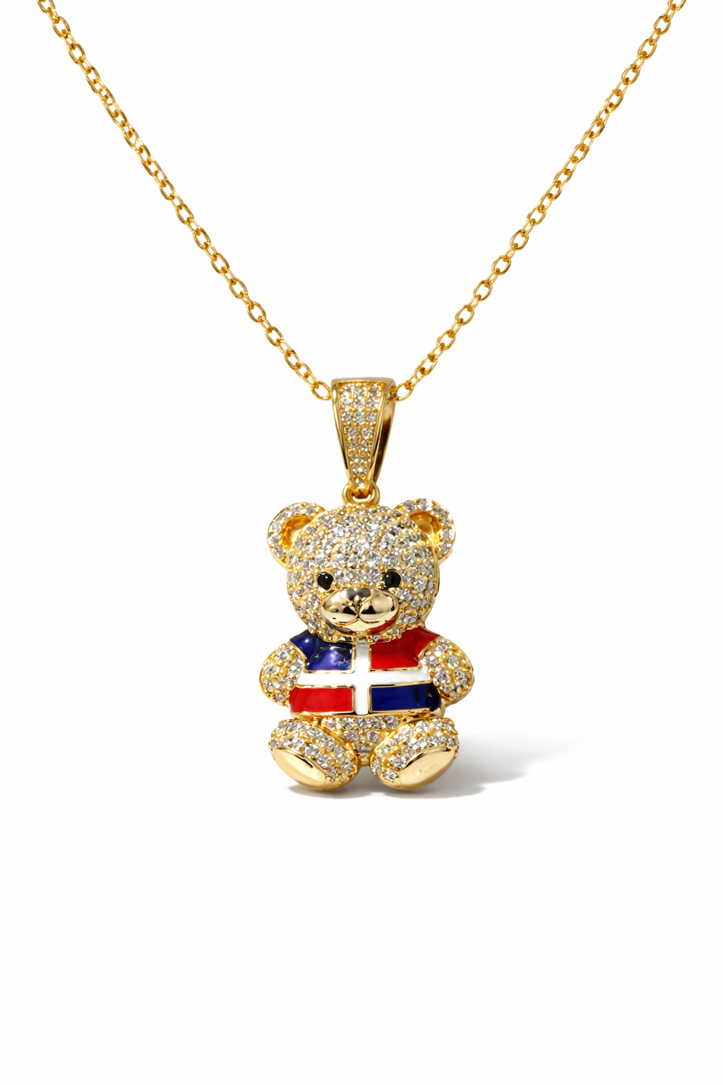 RHINESTONE DOMINICAN REPUBLIC BEAR NECKLACE