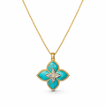 RHINESTONE TURQUOISE FLOWER NECKLACE 01