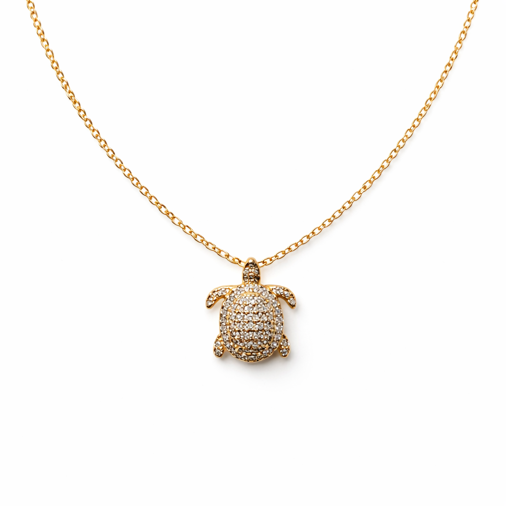 MINI RHINESTONE TURTLE NECKLACE 01