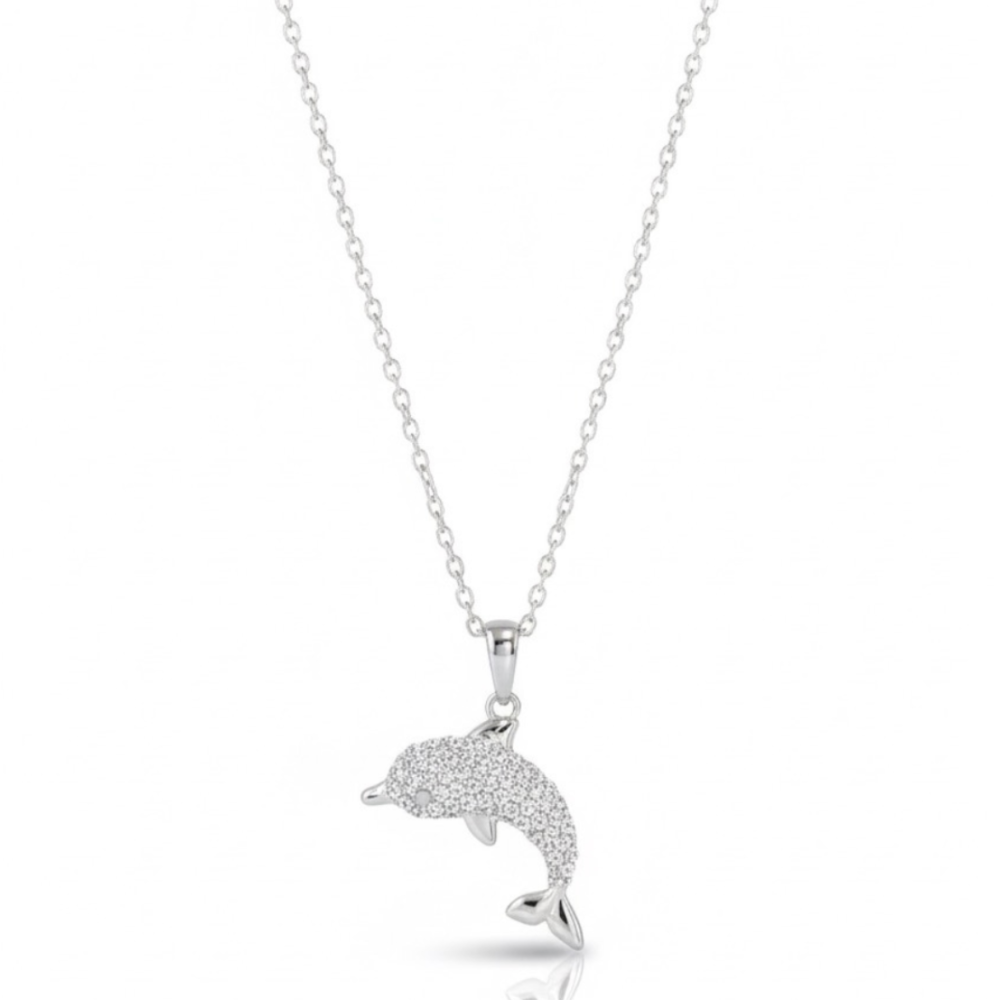 RHINESTONE DOLPHIN NECKLACE