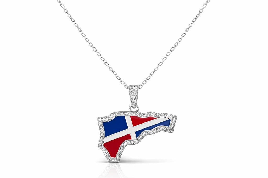 MAP DOMINICAN FLAG COLORS NECKLACE